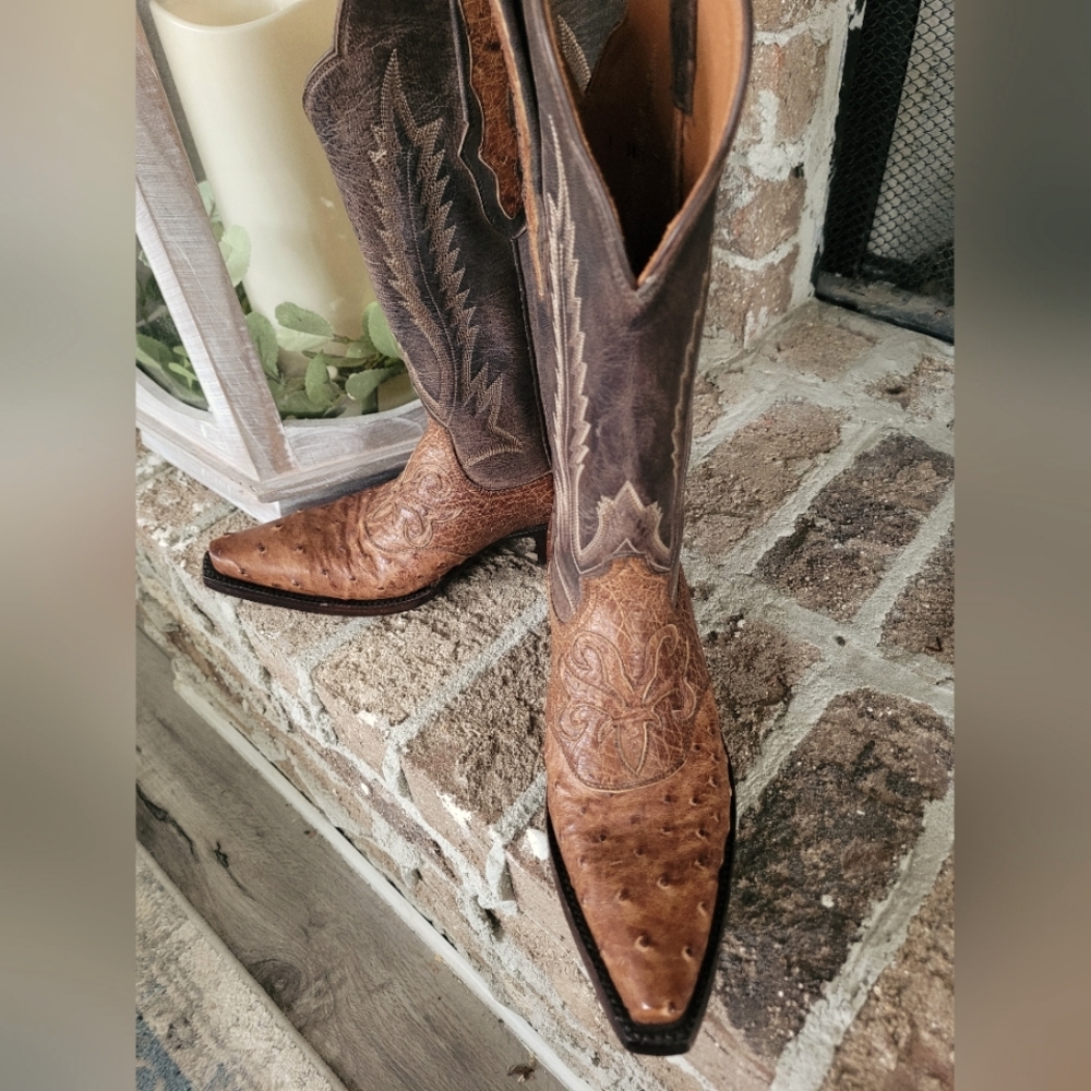 Black Jack leather boots with Ostrich leather toes excellent condition 6.5